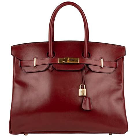 hermes birkin35cm burgundy box leather handbag|birkin bag 35 for sale.